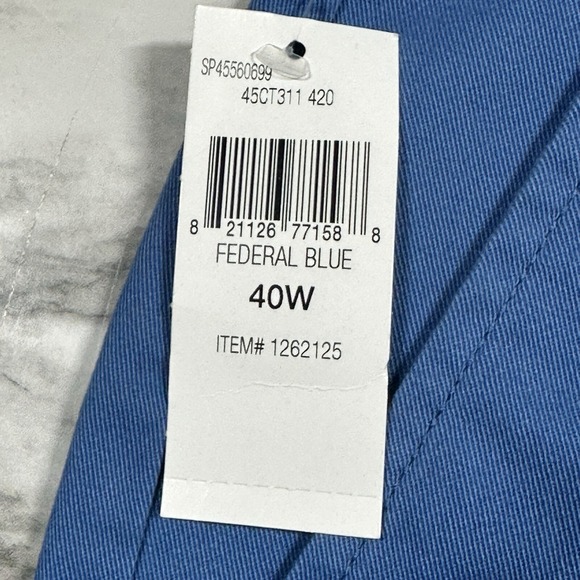 IZOD Men's Stretch Shorts Sz 40 Relaxed Fit Flat Front Saltwater Chino Blue NEW - Picture 7 of 13